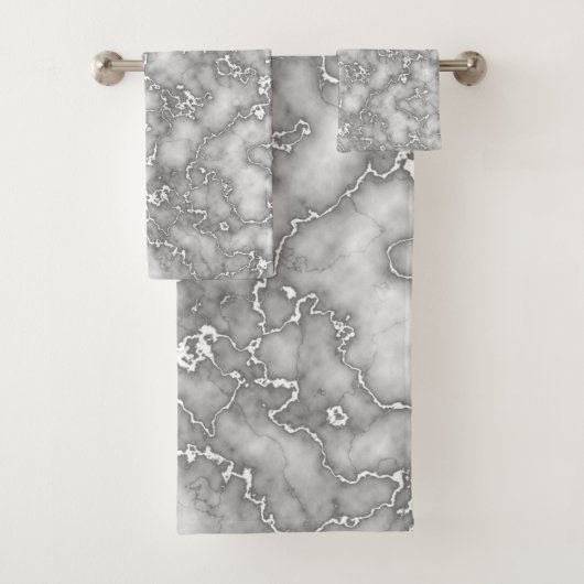 白エレガント灰色の大理石 バスタオルセット (インサイチュ)