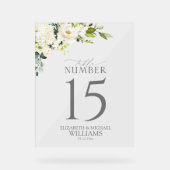 白エレガント灰色の緑のフローラテーブル番号 アクリルサイン (正面)