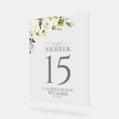 白エレガント灰色の緑のフローラテーブル番号 アクリルサイン (傾斜)