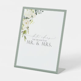 白エレガント灰色の緑の水の色の日付アイディア 台座サイン