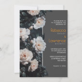 白エレガント灰色の花結婚式招待状 招待状 (正面)