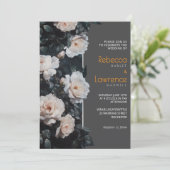 白エレガント灰色の花結婚式招待状 招待状 (スタンド正面)