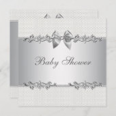 白エレガント灰色の赤ちゃんシャワー 招待状 (正面/裏面)