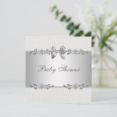 白エレガント灰色の赤ちゃんシャワー 招待状 (スタンド正面)