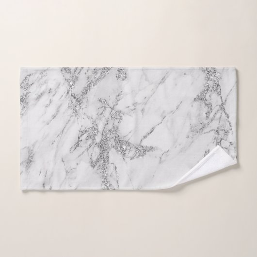白エレガント灰色の銀大理石 バスタオルセット (ハンドタオル)