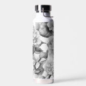 白エレガント灰色の黒フローラ水色 ウォーターボトル (左面)