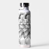 白エレガント灰色の黒フローラ水色 ウォーターボトル (右面)
