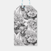 白エレガント灰色の黒フローラ水色 ギフトタグ (裏面)