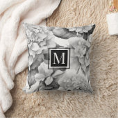 白エレガント灰色の黒フローラ水色 クッション (ブランケット)