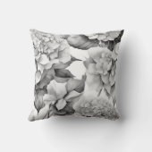 白エレガント灰色の黒フローラ水色 クッション (裏面)