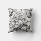 白エレガント灰色の黒フローラ水色 クッション (裏面)