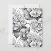 白エレガント灰色の黒フローラ水色 サンキューカード (裏面)