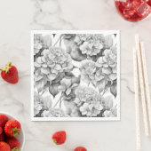 白エレガント灰色の黒フローラ水色 スタンダードランチョンナプキン (インサイチュ)