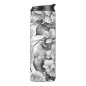 白エレガント灰色の黒フローラ水色 タンブラー (回転左)