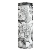 白エレガント灰色の黒フローラ水色 タンブラー (裏面)