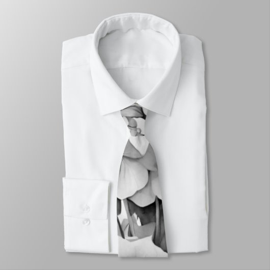 白エレガント灰色の黒フローラ水色 ネクタイ (タイ)