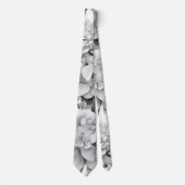 白エレガント灰色の黒フローラ水色 ネクタイ (正面)