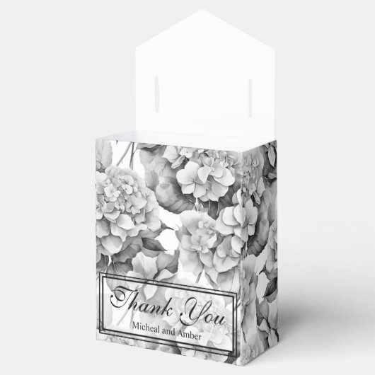 白エレガント灰色の黒フローラ水色 フェイバーボックス (オープン)