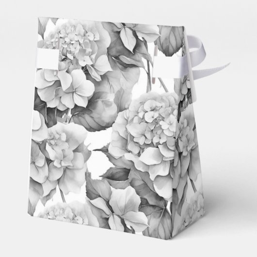 白エレガント灰色の黒フローラ水色 フェイバーボックス (裏面サイド)