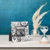 白エレガント灰色の黒フローラ水色 フォトプラーク (インサイチュ)