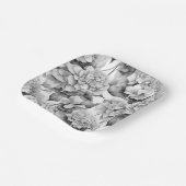 白エレガント灰色の黒フローラ水色 ペーパープレート (傾斜あり)