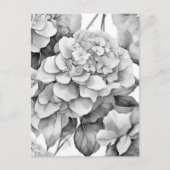 白エレガント灰色の黒フローラ水色 ポストカード (正面)