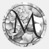 白エレガント灰色の黒フローラ水色 ラウンドシール (正面)