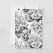 白エレガント灰色の黒フローラ水色 出欠カード (裏面)