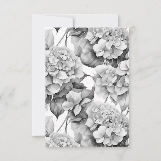 白エレガント灰色の黒フローラ水色 出欠カード (裏面)