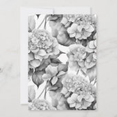 白エレガント灰色の黒フローラ水色 招待状 (裏面)