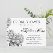 白エレガント灰色の黒フローラ水色 招待状 (スタンド正面)