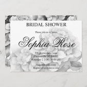 白エレガント灰色の黒フローラ水色 招待状 (正面/裏面)