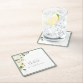 白エレガント灰色グリーンウォーターブライダルシャワー スクエアペーパーコースター (インサイチュ)