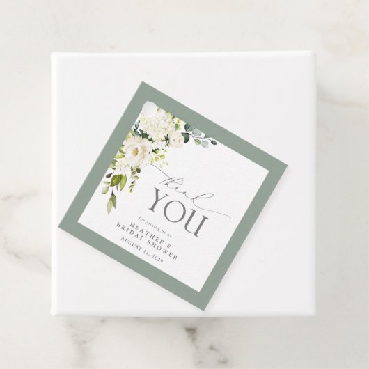 白エレガント灰色グリーンウォーターブライダルシャワー フェイバータグ (インサイチュ)