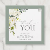 白エレガント灰色グリーンウォーターブライダルシャワー フェイバータグ (裏面)