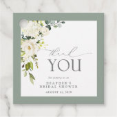 白エレガント灰色グリーンウォーターブライダルシャワー フェイバータグ (正面)