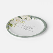白エレガント灰色グリーンウォーターブライダルシャワー ペーパープレート (アングル)