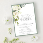 白エレガント灰色グリーンウォーターブライダルシャワー 招待状