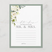 白エレガント灰色グリーンフローラ日付アイディア ポストカード (正面)