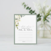 白エレガント灰色グリーンフローラ日付アイディア ポストカード (スタンド正面)