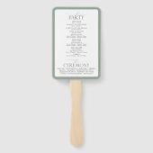 白エレガント灰色グリーンフローラ水彩画 ハンドファン (裏面)