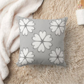 白エレガント灰色ハートの花 クッション (ブランケット)