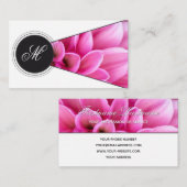 白エレガント灰色ピンク花花屋 名刺 (正面/裏面)