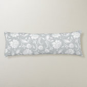 白エレガント灰色フローラダマスク ボディピロー (裏面)