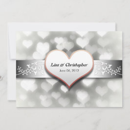 白エレガント灰色ブラックカラー結婚式招待状 招待状