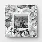 白エレガント灰黒フローラ水彩画 フォトプラーク (正面)