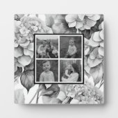 白エレガント灰黒色フローラ フォトプラーク (正面)