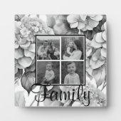 白エレガント灰黒色フローラ フォトプラーク (正面)
