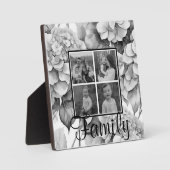 白エレガント灰黒色フローラ フォトプラーク (正面)