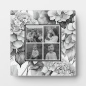 白エレガント灰黒色フローラ フォトプラーク (正面)